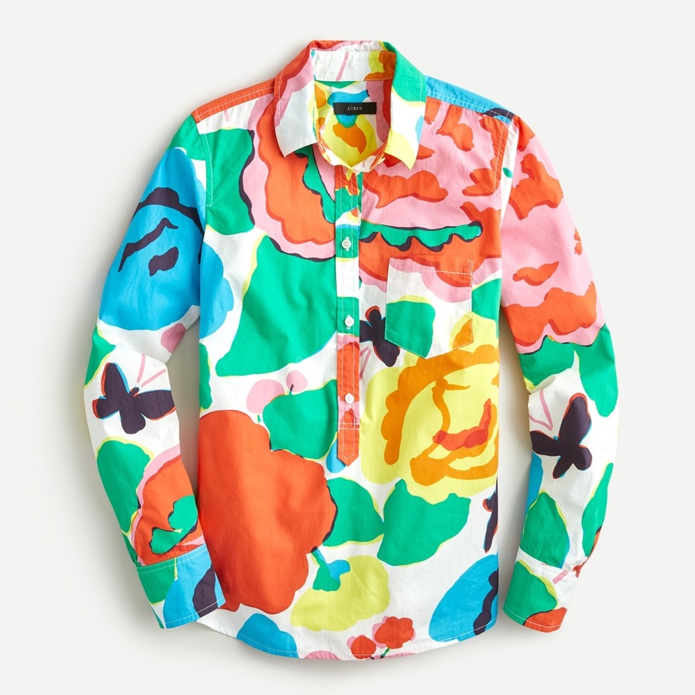 J. Crew Multicolor Floral wowen's Shirt